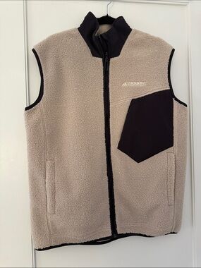 adidas Brown Sherpa Fleece Jacket with Dark Brown Accents